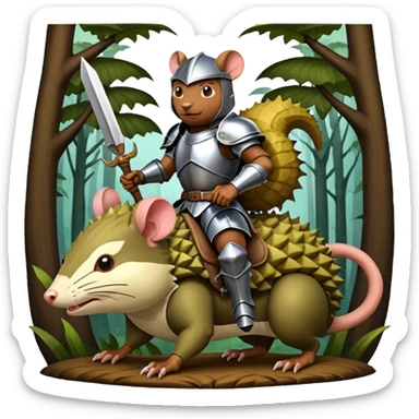 DURIAN KNIGHT RIDE ON THE RAT IN THE FOREST sticker