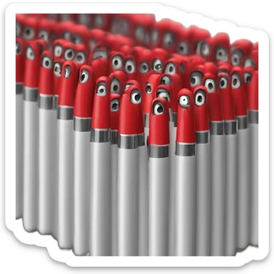 10 red office pens in a desk  sticker