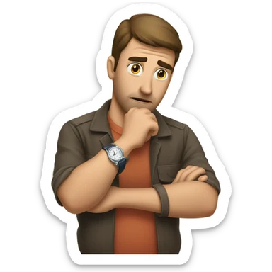 Guy looking at his watch impatiently  sticker