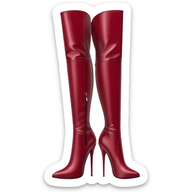 burgundy red latex knee high heel boots sticker