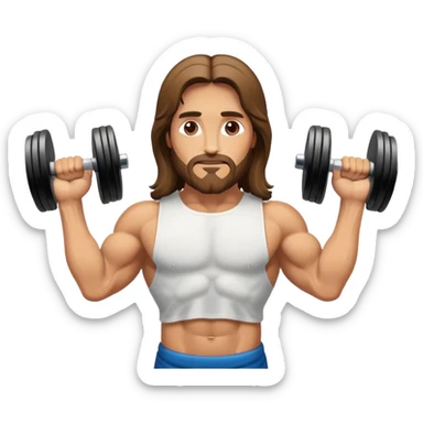 Jesus Christ lifting weights  sticker