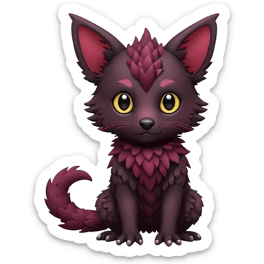 Cute adorable black Trico-hybrid-creature dark burgundy (full body) sticker