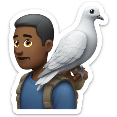 man with pigeon on shoulder  sticker