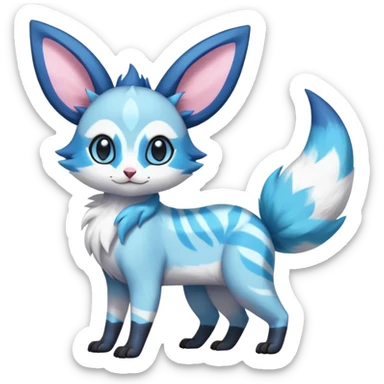Rare realistic cute adorable epic aesthetic colorful Amaura-Sylveon-Glaceon-Civet-Genet-species-Fakemon-hybrid-creature, with markings, full body sticker
