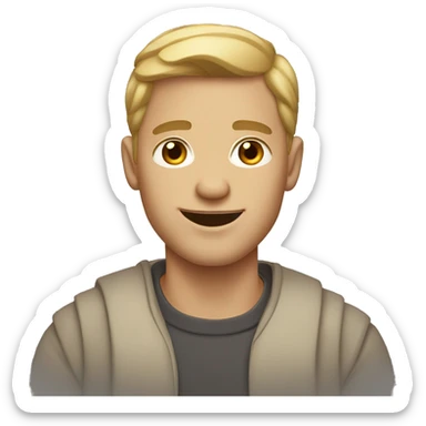 A man that’s gay and light skin brown hair big earrings and weird teeth sticker