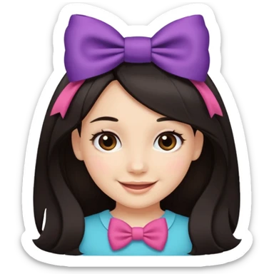 scout girl with hairbow on straight hair dark hair sticker