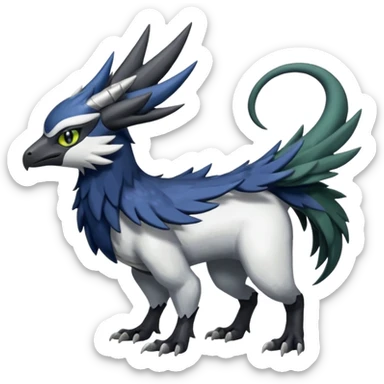 Shiny Black Grey White and Dark-Green Trico-Nargacuga-Silvally-Absol-fusion sticker