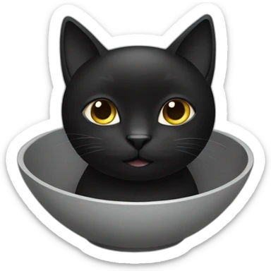 black cat in a grey bowl sticker