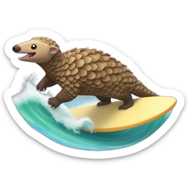 pangolin surfing wave sticker