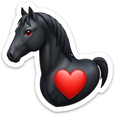 Black Horse centered within a red heart emoji sticker