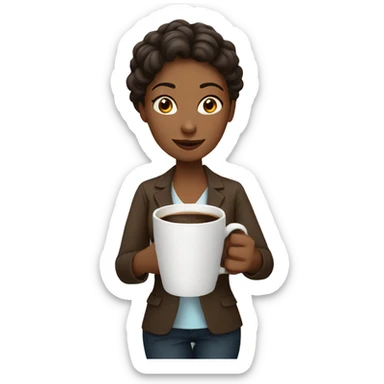 Woman with hot coffee  sticker