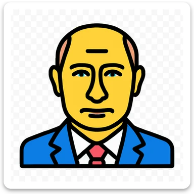 app icon of Vladimir Putin, stylized, simple, bold, recognizable, no text, flat color background sticker