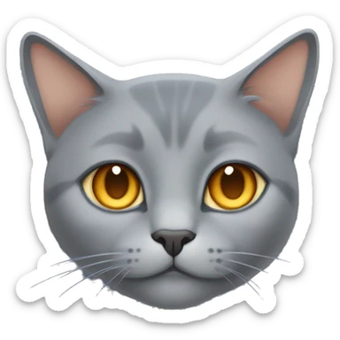 Grey cat breed blue Brit. He has orange eyes and small, dark grey lines on his tail. The cat is fat. The cat is sleeping sticker