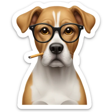 Dog with glasses and cigarette  sticker