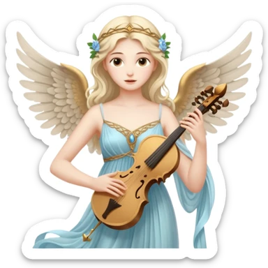 Muse of inspiration with wings and a lyre in her hand sticker