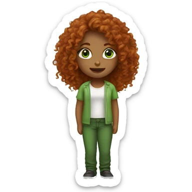 Long dark curly hair ginger women with green eyes  sticker