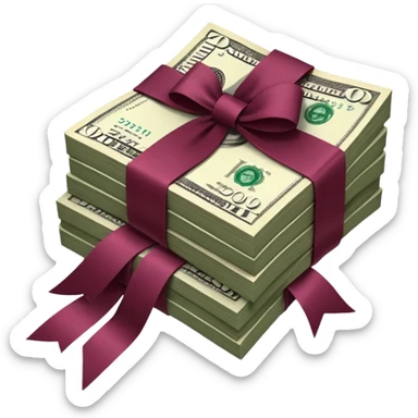 Dollar in burgundy colors, like a bundle of money sticker