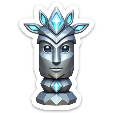 fantasy magic ssilver totem low poly sticker