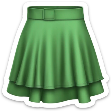 Realistic A-line high waisted green ruffle skirt, isolated sticker