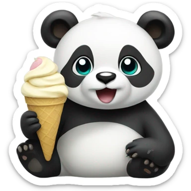 Panda eating ice cream sticker