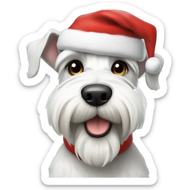 White schnauzer with Santa hat sticker