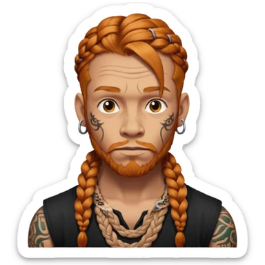 thick very hardginger braids man old very tattoed  sticker