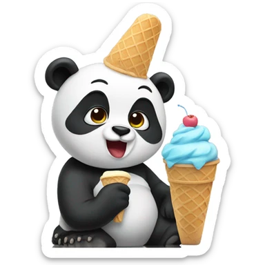 Panda eating ice cream sticker