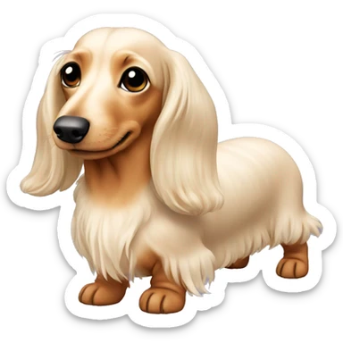 cream long haired dachshund  sticker