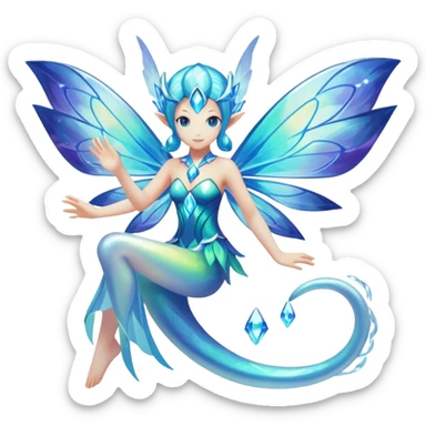Elemental Water-type-Light-Arcane-Fairy-type magical colorful exotic animesque Pokémon-Fakémon-animal-creature sticker