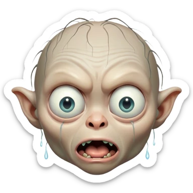 gollum shocked face, open mouth, crying  sticker