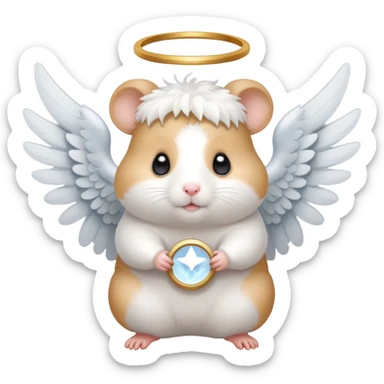 Hamster with angel wings and a halo sticker