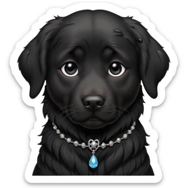 Sad black retriever dog with tears in eyes, wearing gothic accessories  sticker