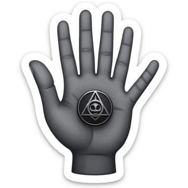 grey hand with a black occult symbol on the palm sticker