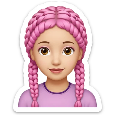 A light-skinned woman with small pink braids, brown eyes, and a gentle smile. sticker