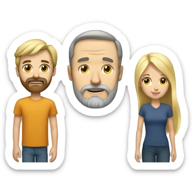 a caucasian dad with a beard with his teen boy and teen blond girl sticker