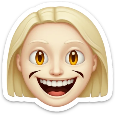 face with a wide grin and dead inside eyes sticker