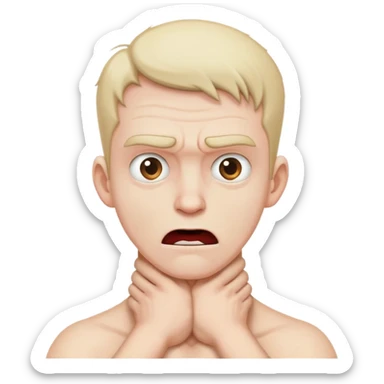 Mad guy grabbing his neck sticker