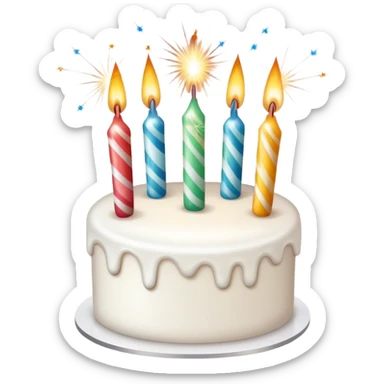 White birthday cake with sparkler candles sticker