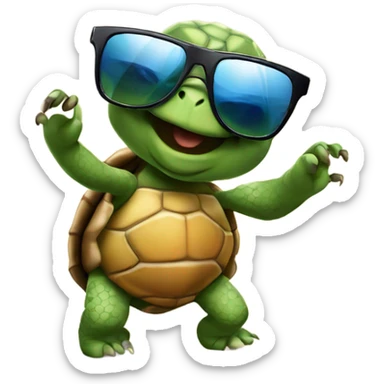 tortoise with sunglasses dancing with dog sticker