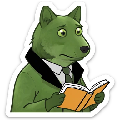 Wolf wearing a coat and philosophy  sticker