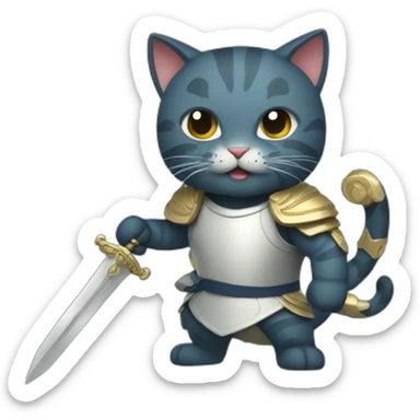 ocean cat with fighting sword sticker