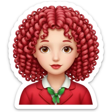 girl with curly hair made out of peppermint sticker