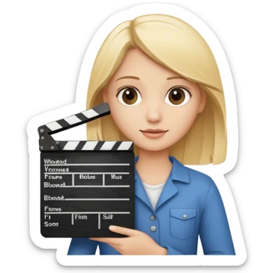 Blonde girl with film clapboard sticker