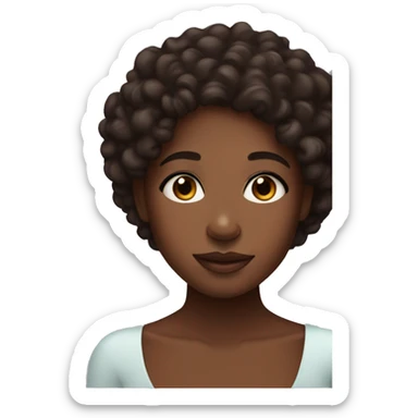 Medium black girl, with curly hair, brown eyes and freckles doing skincare  sticker