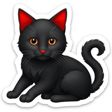 черный кот с бриллиантовым волшебным шаром и красной бабочкой, стиль 1 sticker