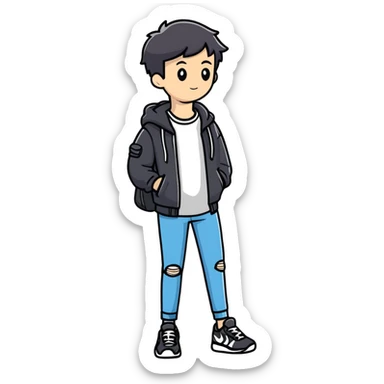 Full body person wearing casual outfit with sneakers sticker
