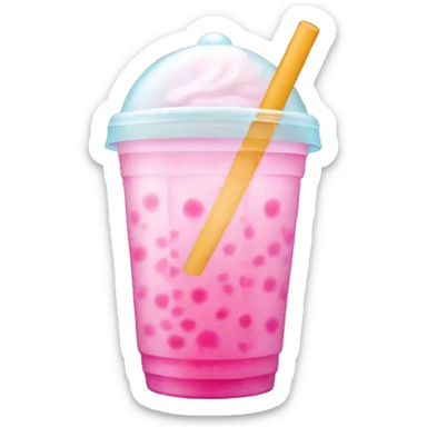 Pink bubble tea sticker