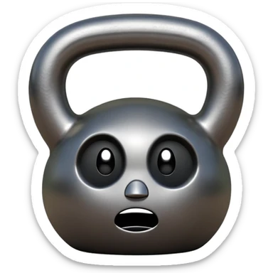 kettlebell with a sad face sticker