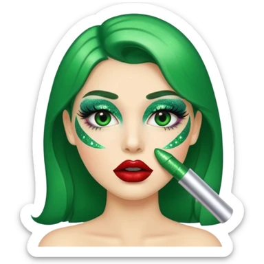green lipstick with glitter sticker
