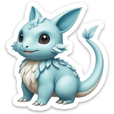 White soft natural realistic romantic vintage antique divine beautiful elegant pretty precious cute young youthful  Fakémon-Pokémon-hybrid-creature sticker